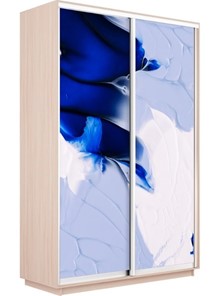 Шкаф Экспресс 1200x600x2200, Абстракция бело-голубая/дуб молочный в Тольятти