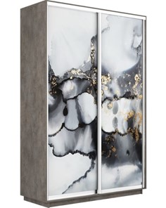 Шкаф 2-створчатый Экспресс 1400x450x2400, Абстракция серая/бетон в Тольятти