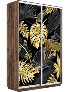 Шкаф 2-дверный Экспресс 1400x600x2400, Листья золото/дуб табачный в Тольятти