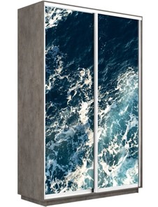 Шкаф 2-створчатый Экспресс 1400x600x2400, Морские волны/бетон в Тольятти