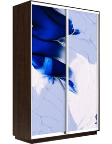 Шкаф 2-х дверный Экспресс 1600x450x2200, Абстракция бело-голубая/венге в Тольятти