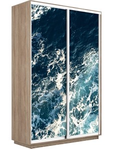 Шкаф 2-х створчатый Экспресс 1600x450x2200, Морские волны/дуб сонома в Самаре