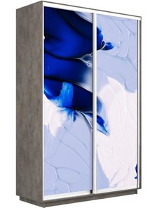 Шкаф 2-х дверный Экспресс 1600x600x2200, Абстракция бело-голубая/бетон в Тольятти