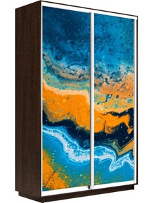 Шкаф 2-х дверный Экспресс 1600x600x2200, Абстракция оранжево-голубая/венге в Тольятти