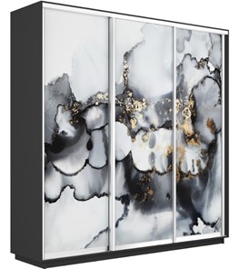 Шкаф 3-х дверный Экспресс 1800х450х2400, Абстракция серая/серый диамант в Тольятти