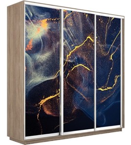 Шкаф трехдверный Экспресс 1800х450х2400, Абстракция золотая пыль/дуб сонома в Тольятти