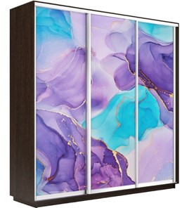 Шкаф 3-х створчатый Экспресс 1800х600х2200, Абстракция фиолетовая/венге в Тольятти
