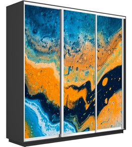 Шкаф 3-х створчатый Экспресс 1800х600х2200, Абстракция оранжево-голубая/серый диамант в Тольятти