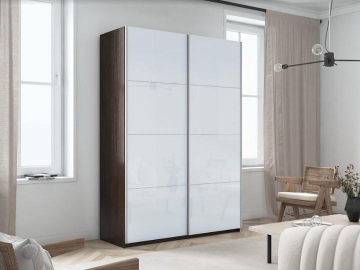 Шкаф Прайм (Белое стекло/Белое стекло) 1200x570x2300, венге в Тольятти - изображение 4