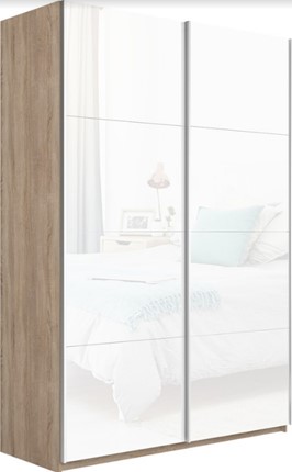 Шкаф Прайм (Белое стекло/Белое стекло) 1400x570x2300, дуб сонома в Самаре - изображение