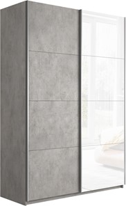 Шкаф 2-дверный Прайм (ДСП/Белое стекло) 1400x570x2300, бетон в Сызрани