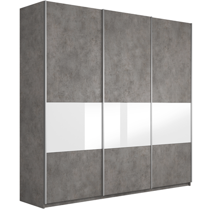 Шкаф Широкий Прайм (ДСП / Белое стекло) 2400x570x2300, Бетон в Самаре - изображение