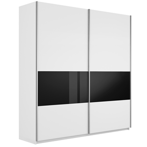 Шкаф 2-створчатый Широкий Прайм (ДСП / Черное стекло) 2200x570x2300, Белый снег в Тольятти - предосмотр