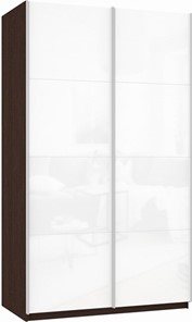 Шкаф 2-х дверный Прайм (Белое стекло/Белое стекло) 1600x570x2300, венге в Тольятти - предосмотр