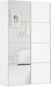Шкаф 2-х створчатый Прайм (ДСП/Зеркало) 1200x570x2300, белый снег в Тольятти
