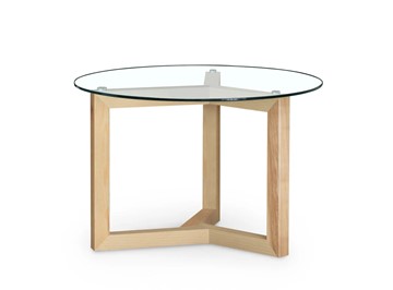 Столик круглый Оникс-8, Натуральный массив/Прозрачное стекло в Самаре