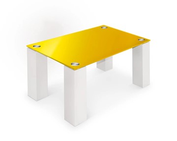 Журнальный столик Колизей-8, белый/желтое стекло в Самаре