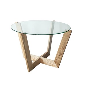 Круглый столик Оникс-10, Натуральный массив/Прозрачное стекло в Тольятти - предосмотр
