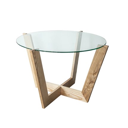 Круглый столик Оникс-10, Натуральный массив/Прозрачное стекло в Самаре - изображение