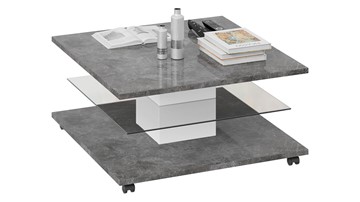 Квадратный журнальный стол Diamond тип 1 (Белый/Ателье темный глянец) в Сызрани