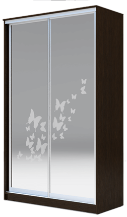 Шкаф 2-х створчатый 2300х1682х420 два зеркала, "Бабочки" ХИТ 23-4-17-66-05 Венге Аруба в Самаре - изображение