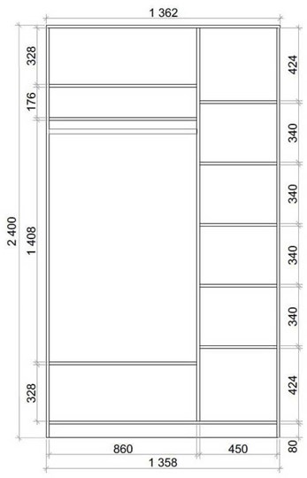 Шкаф 2-х створчатый 2400х1362х620 с двумя зеркалами ХИТ 24-14-55 Белая шагрень в Самаре - изображение 2