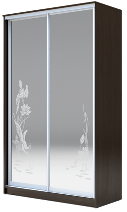 Шкаф двухстворчатый 2400х1362х620 два зеркала, "Цапли" ХИТ 24-14-66-01 Венге Аруба в Тольятти - изображение