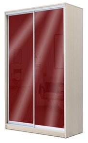 Шкаф 2-х дверный 2200х1200х420 с цветным стеклом ХИТ 22-4-12/2-22 Бургунд 312, Дуб млечный в Тольятти