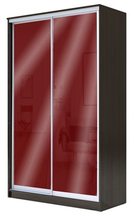 Шкаф 2-х створчатый 2200х1200х620 с цветным стеклом ХИТ 22-12/2-22 Бургунд 312, Венге в Самаре - изображение
