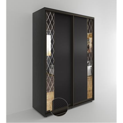Шкаф 2-х дверный Акцент-Вера 2-КР (Эко кожа Версаль, ромбы) 2303х1400х600, Венге в Тольятти - изображение