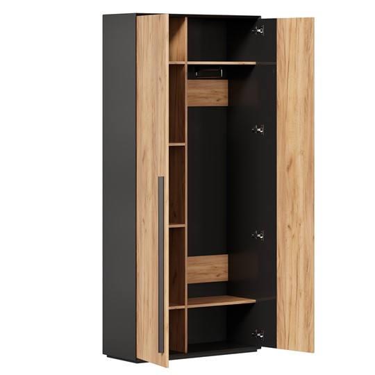 Шкаф для прихожей 2-дверный Неаполь ЛД.134050.000 (Черный/Дуб Золотой) в Самаре - изображение 1