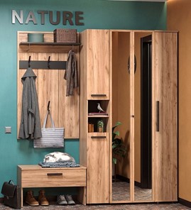 Шкаф для одежды Nature 87, фасад зеркало, Дуб табачный Craft-Черный в Тольятти - предосмотр 5