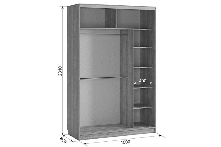 Шкаф двухдверный Гранд 2-600, венге/белый в Самаре - изображение 2