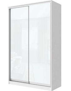 Шкаф 2-х створчатый Хит-22-14-22 с цветным стеклом, белое №10, Белый корпус в Тольятти