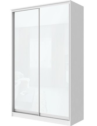 Шкаф 2-х створчатый Хит-22-14-22 с цветным стеклом, белое №10, Белый корпус в Самаре - изображение
