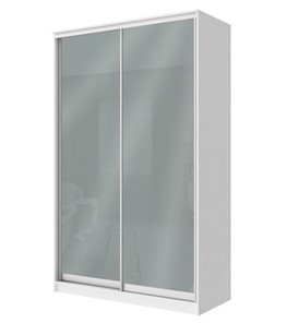 Шкаф 2-х дверный Хит-22-12-22 с цветным стеклом, средне-серый 074, Белый корпус в Самаре