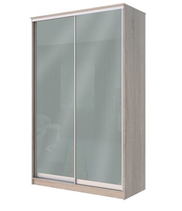Шкаф 2-х створчатый Хит-22-14-22 с цветным стеклом, средне-серый 074, Дуб сонома в Самаре - изображение