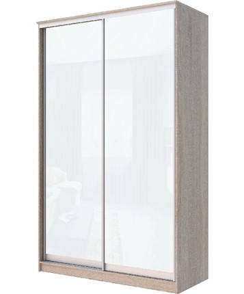 Шкаф 2-х дверный Хит-22-4-12/2-22 с цветным стеклом, белое №10, Дуб сонома в Самаре - изображение