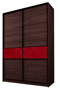 Шкаф 2-х дверный MAX МШ-23-6-18-99, Профиль Черный/Цвет Венге/Стекло с пленкой Oracal бургунди в Самаре
