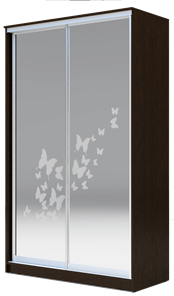 Шкаф двухстворчатый 2200х1200х620 два зеркала, "Бабочки" ХИТ 22-12-66-05 Венге Аруба в Самаре