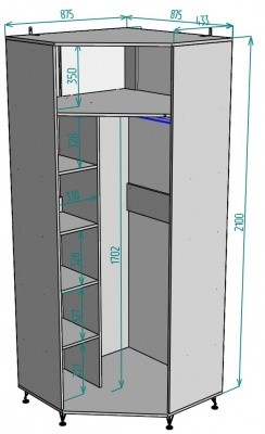 Шкаф угловой Лофт H128, ДСС-Белый в Самаре - изображение 1