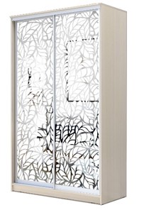Шкаф 2-х дверный 2300х1500х620 два зеркала, "Листья" ХИТ 23-15-66-17 Дуб молочный в Тольятти