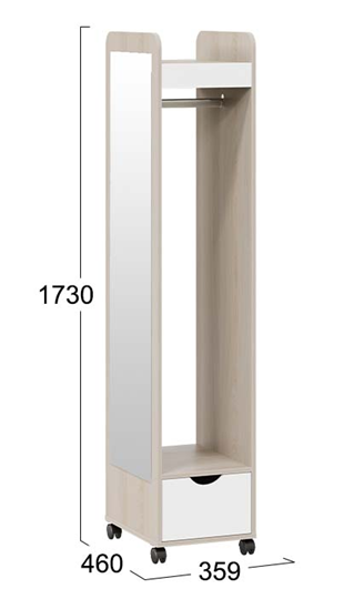 Вешалка на колесиках Лайт (Дуб Гарден/Белый глянец) в Самаре - изображение 3