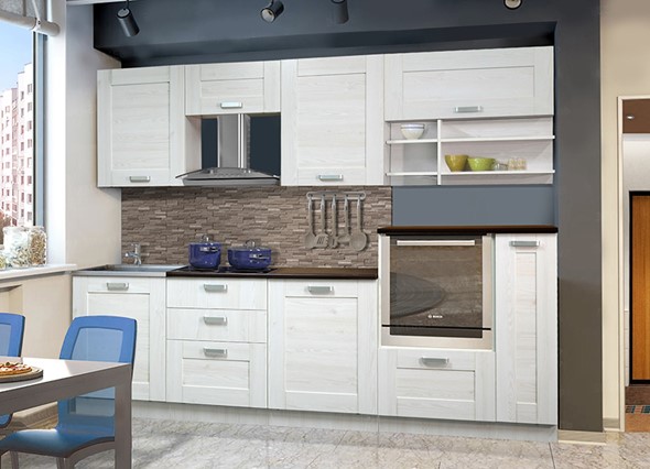 Гарнитур кухонный Квадро 2700, цвет Белая лиственница в Самаре - изображение