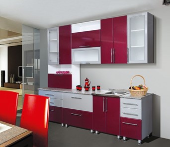 Модульный кухонный гарнитур Мыло 224 2600, цвет Бордо металлик/Серебристый металлик в Самаре - предосмотр