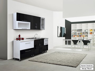 Модульный кухонный гарнитур Мыло 224 2000х718, цвет Черный/Белый металлик в Самаре - предосмотр