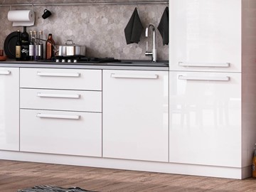 Модульный кухонный гарнитур Герда 2400 №1 угловой(Белый/Белый глянец) в Самаре - предосмотр 1