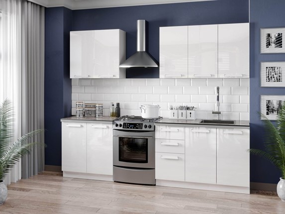 Кухонный гарнитур Герда 2600 (Белый/Белый глянец) в Самаре - изображение