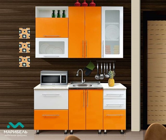 Модульный кухонный гарнитур Мыло 224 2000х718, цвет Черный/Белый металлик в Сызрани - изображение 3