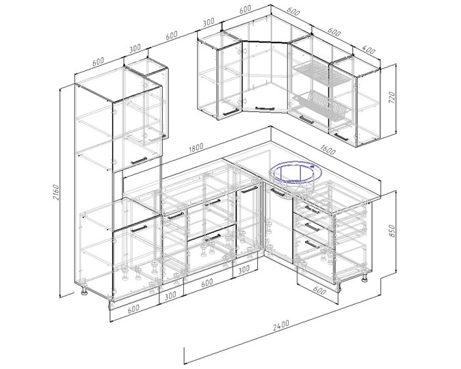 Кухонный угловой гарнитур Латте-2400х1600 в Самаре - изображение 1